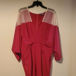 Fashion Nova Red and Cream Jumpsuit